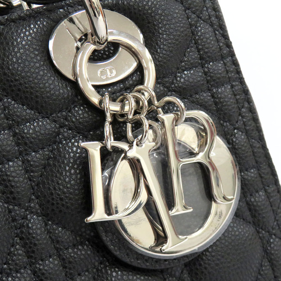 Dior Lady Bag Medium Cannage Grained Calfskin Black Leather Handbag Shoulder - Picture 5 of 9